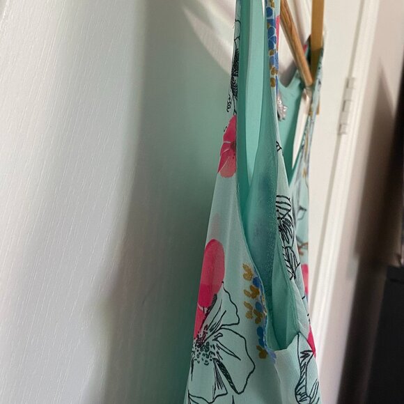 Floral & Flowy High- Low Green Dress with Floral Pattern Size S/M - Picture 8 of 12